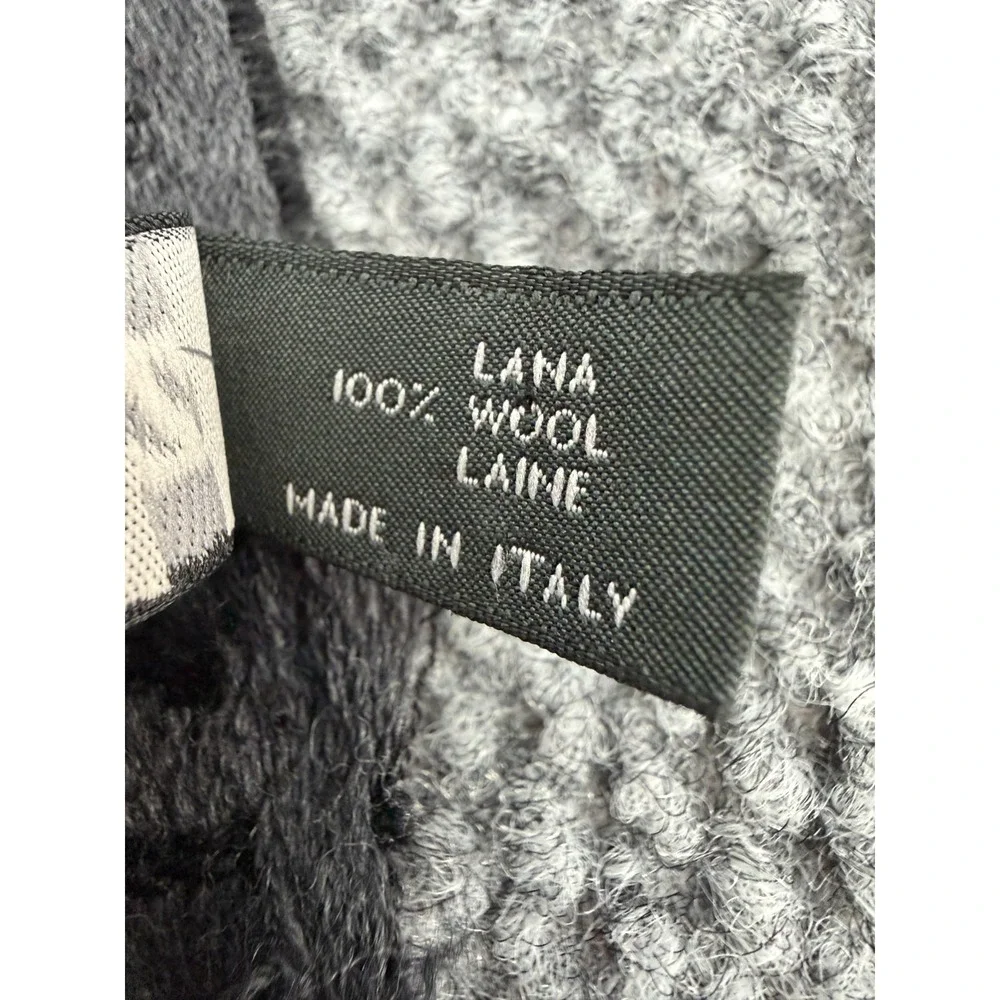 Z Zegna 100% Wool Scarf Wrap Men's Gray Black Plaid Fringe Edge Italy